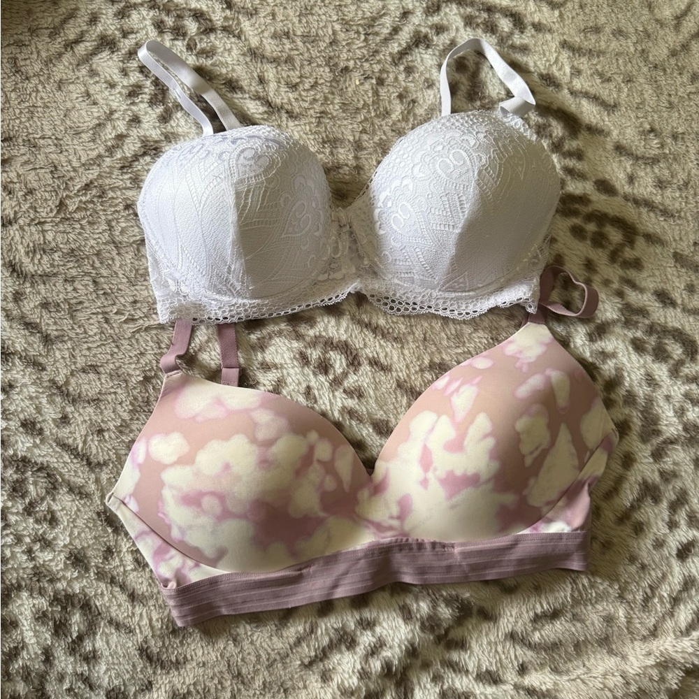 Auden Pink and White Lace Bras with Underwire you get 2 ! NEVER WORN
